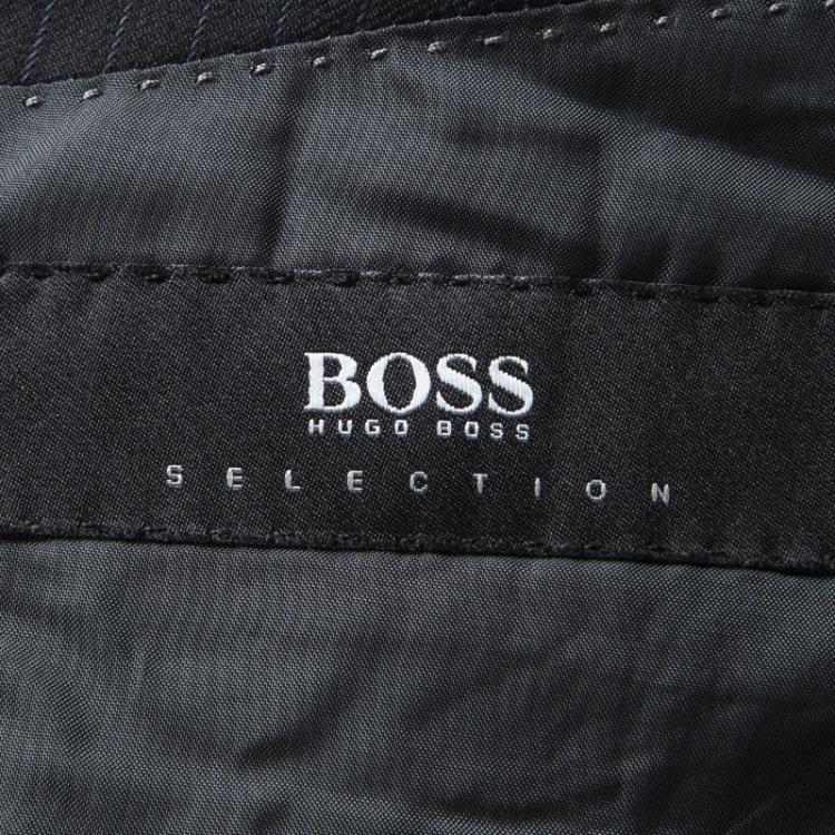 Pre Owned Boss by Hugo Boss Black Pinstriped Wool Tailored Two Button Blazer XXL