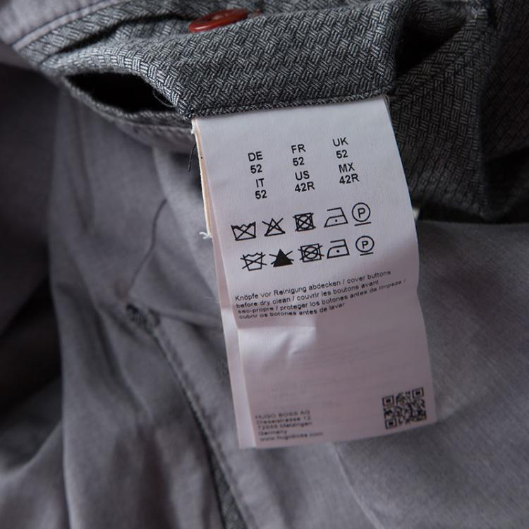 Pre Owned Boss Orange By Hugo Boss Grey and Black Cotton Patterned Blazer XL