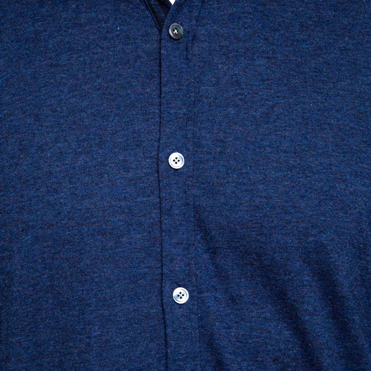 Pre Owned Boss By Hugo Boss Blue Melange Jersey Long Sleeve Button Front Shirt XXL