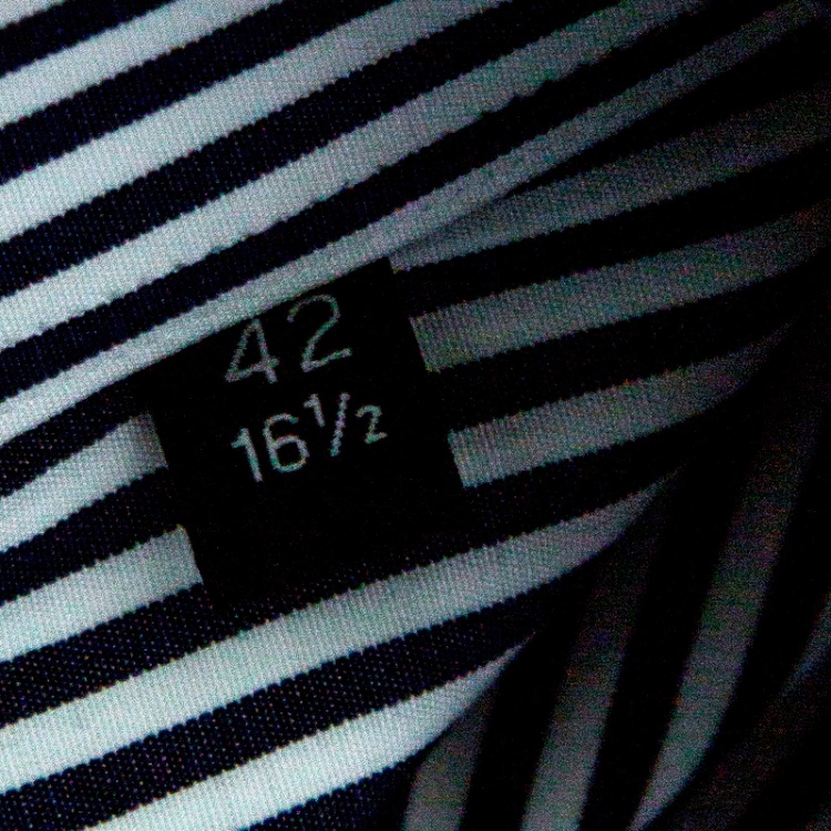 Pre Owned Boss by Hugo Boss Navy Blue and White Striped Cotton Long Sleeve Gerald Shirt XL