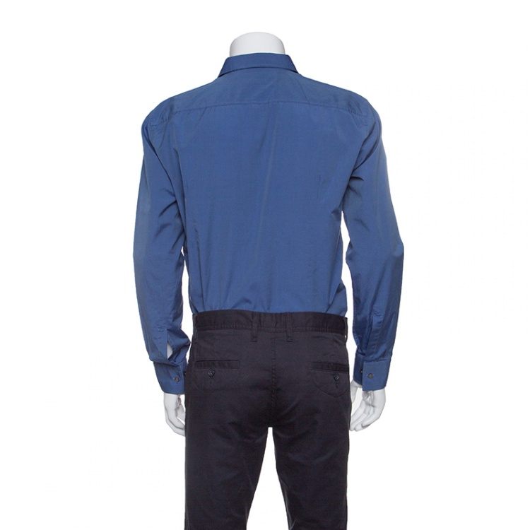 Pre Owned Boss By Hugo Boss Blue Cotton Long Sleeve Button Down Slim Fit Shirt XL