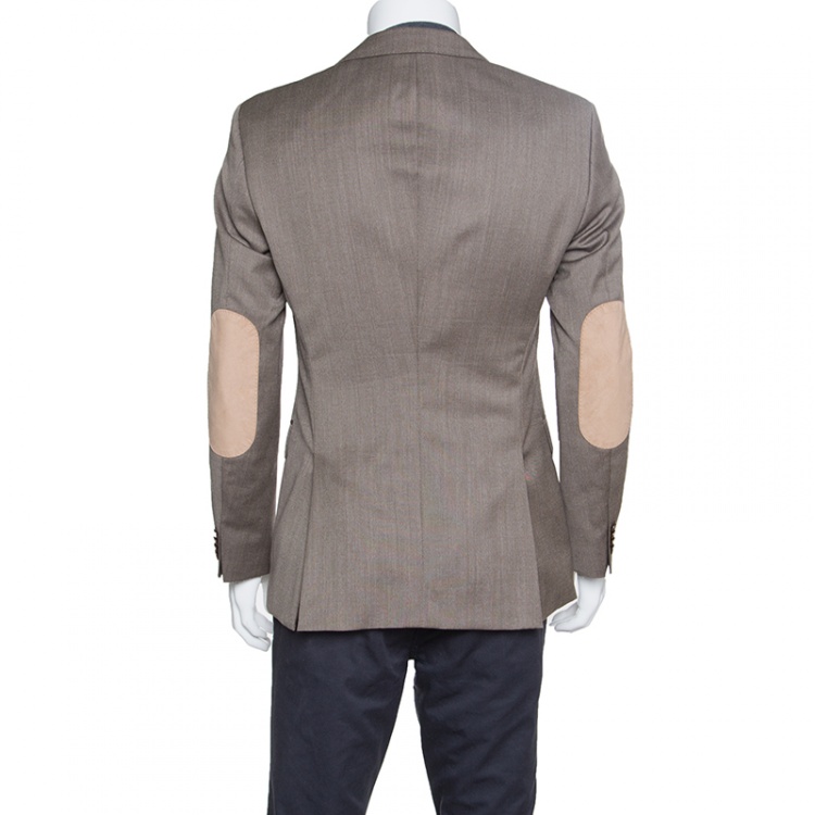 مملوكة مسبقًا Boss by Hugo Boss Brown Wool Suede Elbow Patch Detail Smith Blazer M
