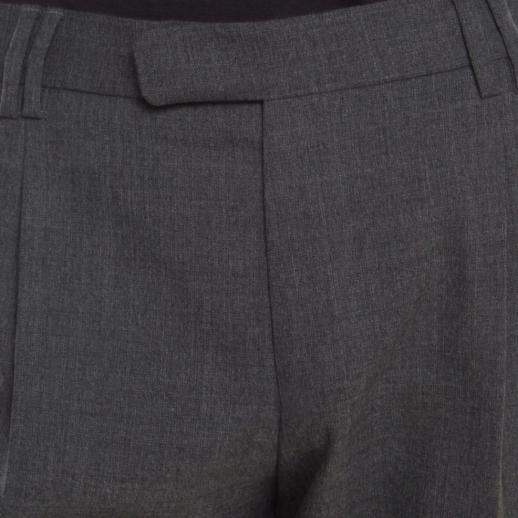 Pre Owned Boss By Hugo Boss Navy Blue Checked Wool Shark4 Trousers S