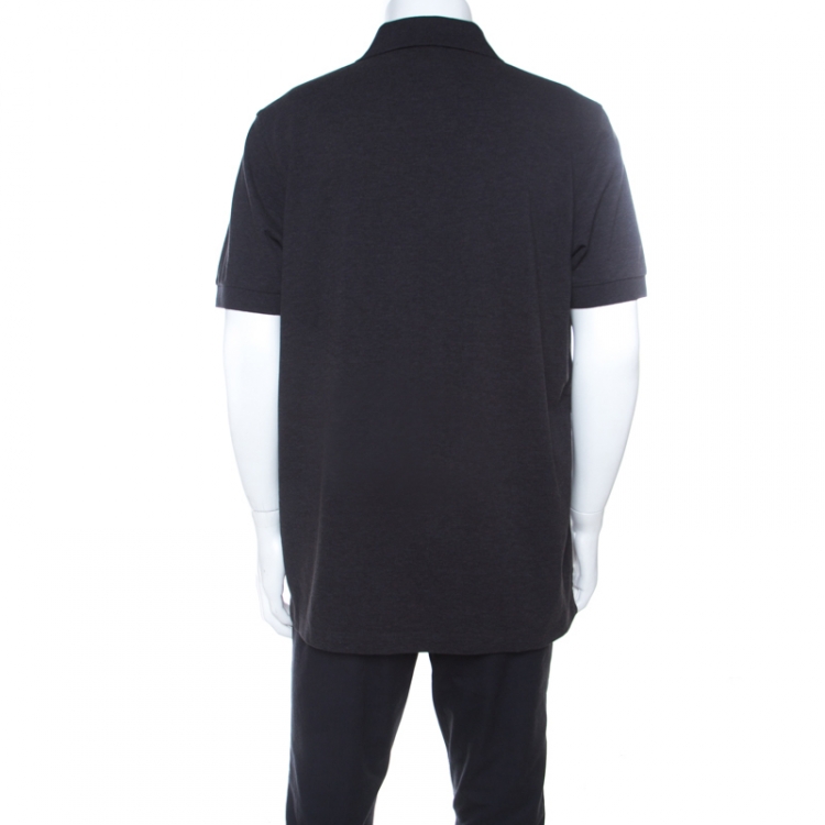 Pre Owned Boss By Hugo Boss Dark Grey Pima Cotton Short Sleeve Polo T Shirt XL