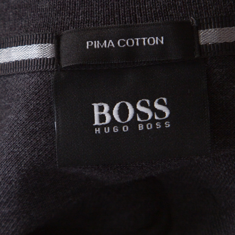 Pre Owned Boss By Hugo Boss Dark Grey Pima Cotton Short Sleeve Polo T Shirt XL