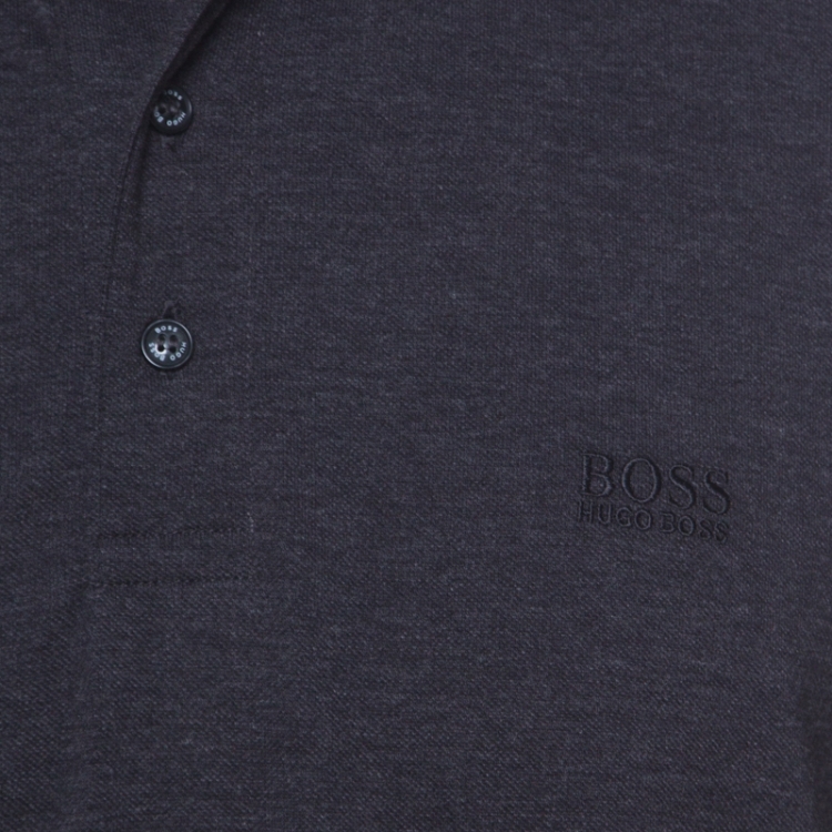 Pre Owned Boss By Hugo Boss Dark Grey Pima Cotton Short Sleeve Polo T Shirt XL