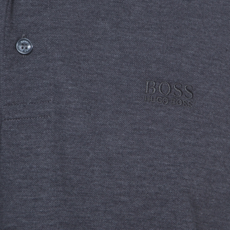 Pre Owned Boss By Hugo Boss Grey Pima Cotton Short Sleeve Polo T Shirt XL