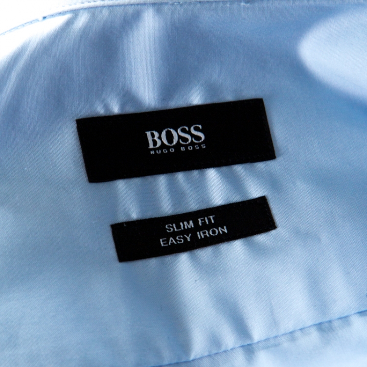 Pre Owned Boss By Hugo Boss Sky Blue Cotton Poplin Jason Slim Fit Shirt XL