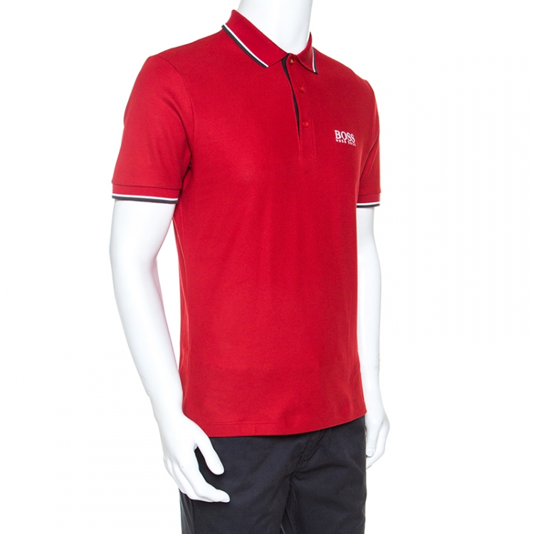 Uitrusten Mart Diverse Boss by Hogo Boss Red Knit Modern Fit Polo T-Shirt M Boss By Hugo Boss | TLC