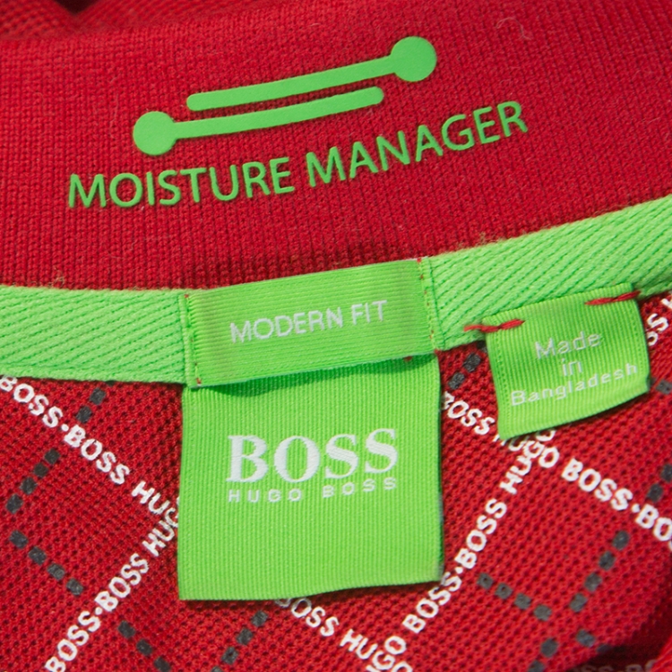 Pre Owned Boss by Hogo Boss Red Knit Modern Fit Polo T-Shirt M