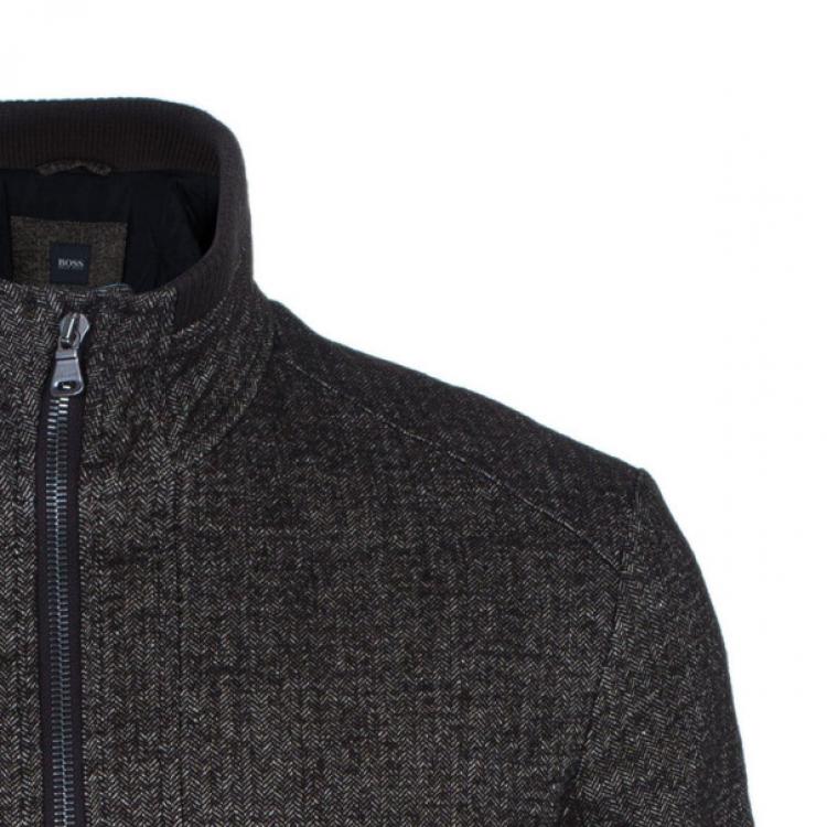 Pre Owned BOSS by Hugo Boss Brown Wool Bomber Men's Jacket M
