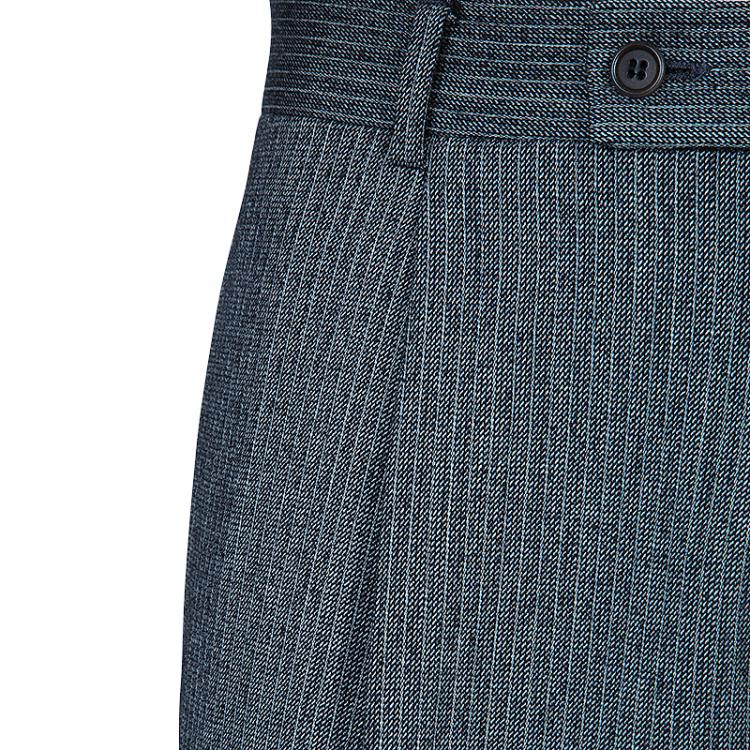 Pre Owned Boss By Hugo Boss Men's Grey Wool Striped Suit XS