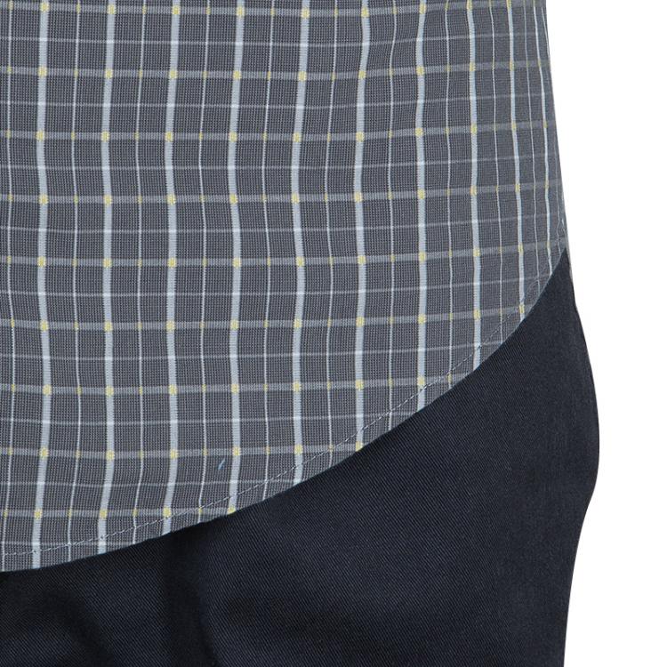 Pre Owned Boss By Hugo Boss Grey Tattersall Checked Slim Fit Cotton Shirt S