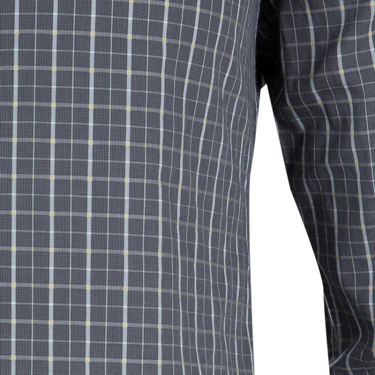 Pre Owned Boss By Hugo Boss Grey Tattersall Checked Slim Fit Cotton Shirt S