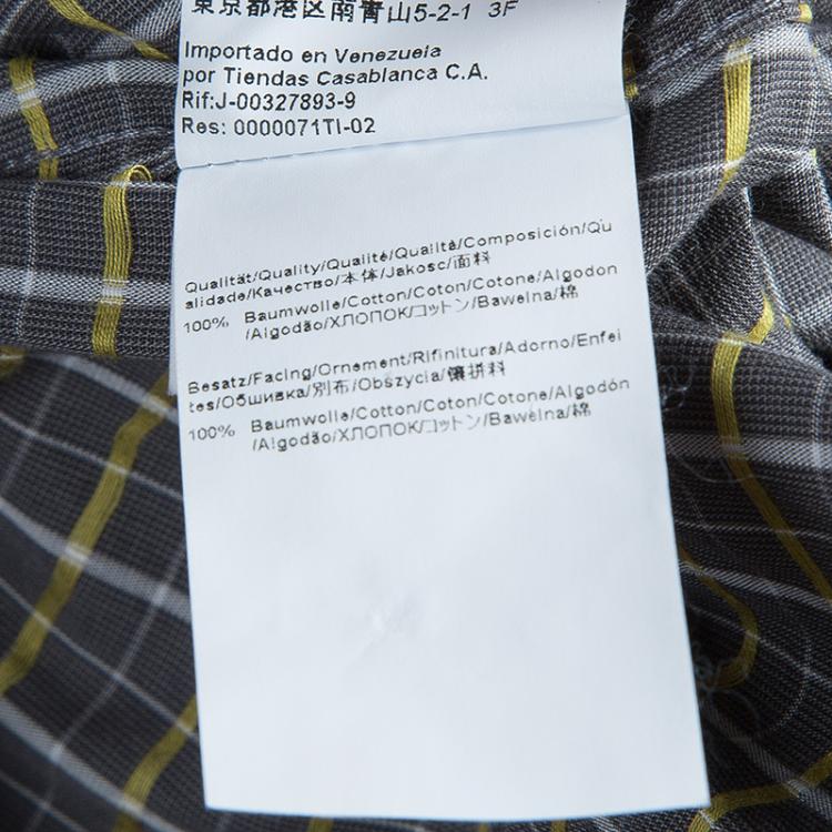 Pre Owned Boss By Hugo Boss Grey Tattersall Checked Slim Fit Cotton Shirt S