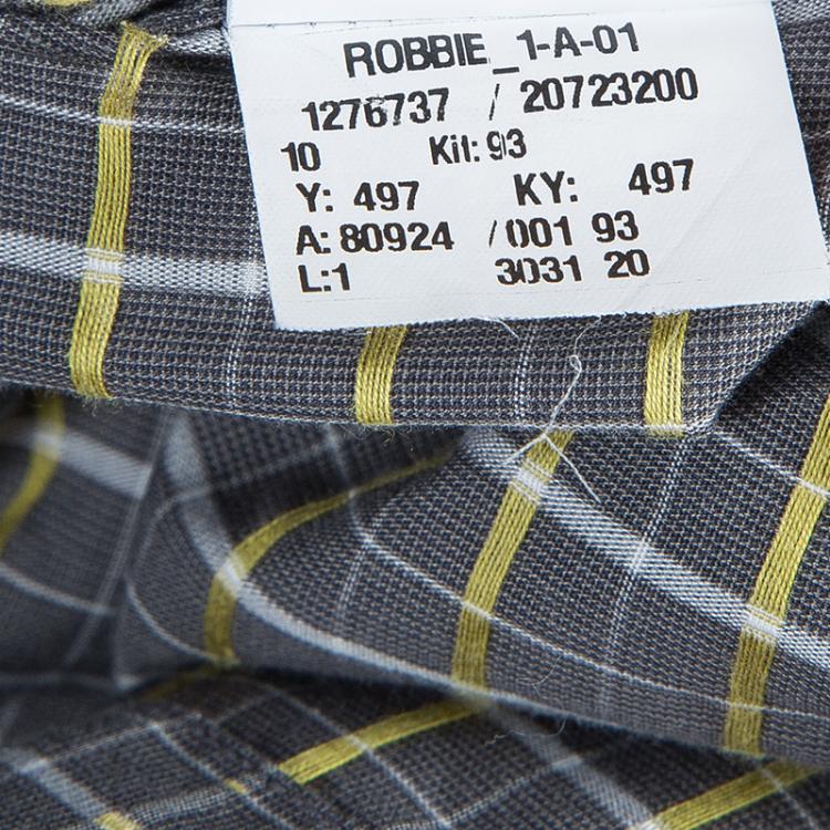 Pre Owned Boss By Hugo Boss Grey Tattersall Checked Slim Fit Cotton Shirt S