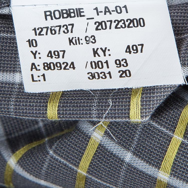 Pre Owned Boss By Hugo Boss Grey Tattersall Checked Slim Fit Cotton Shirt S