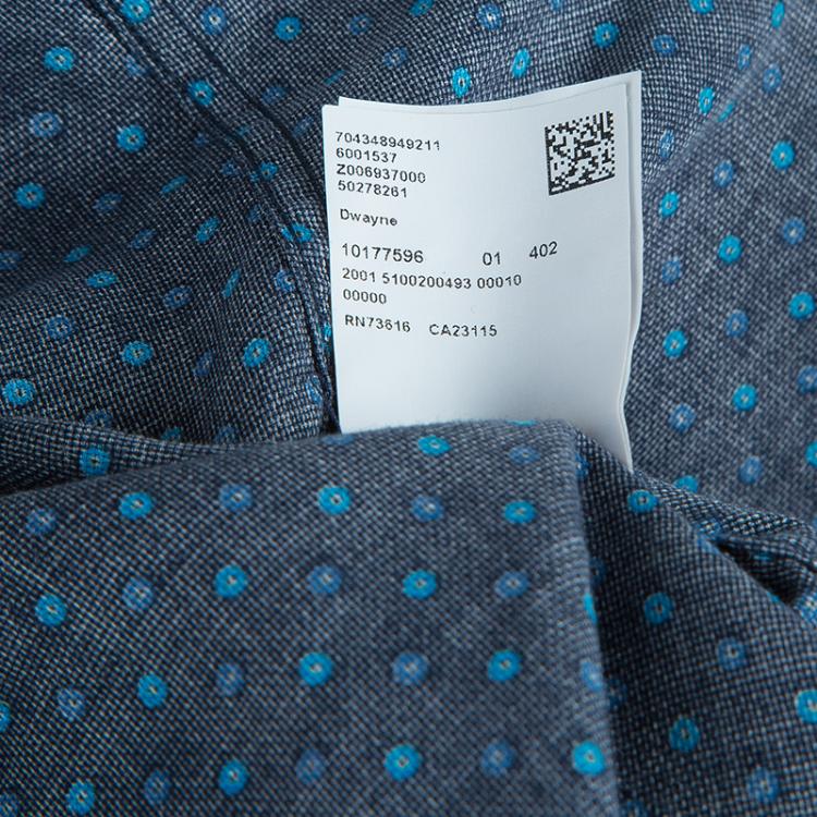 Pre Owned Boss By Hugo Boss Navy Dot Print Slim Fit Cotton Shirt S