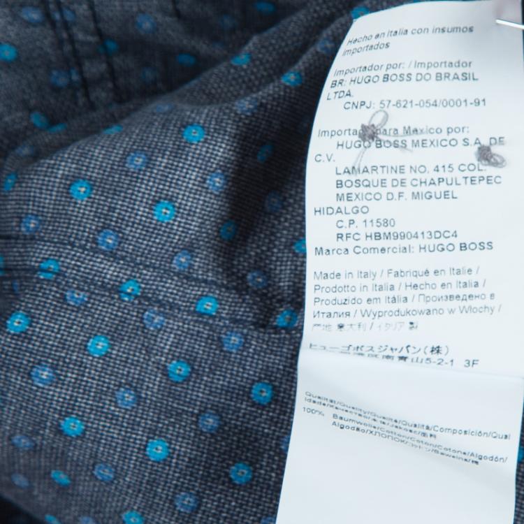 Pre Owned Boss By Hugo Boss Navy Dot Print Slim Fit Cotton Shirt S