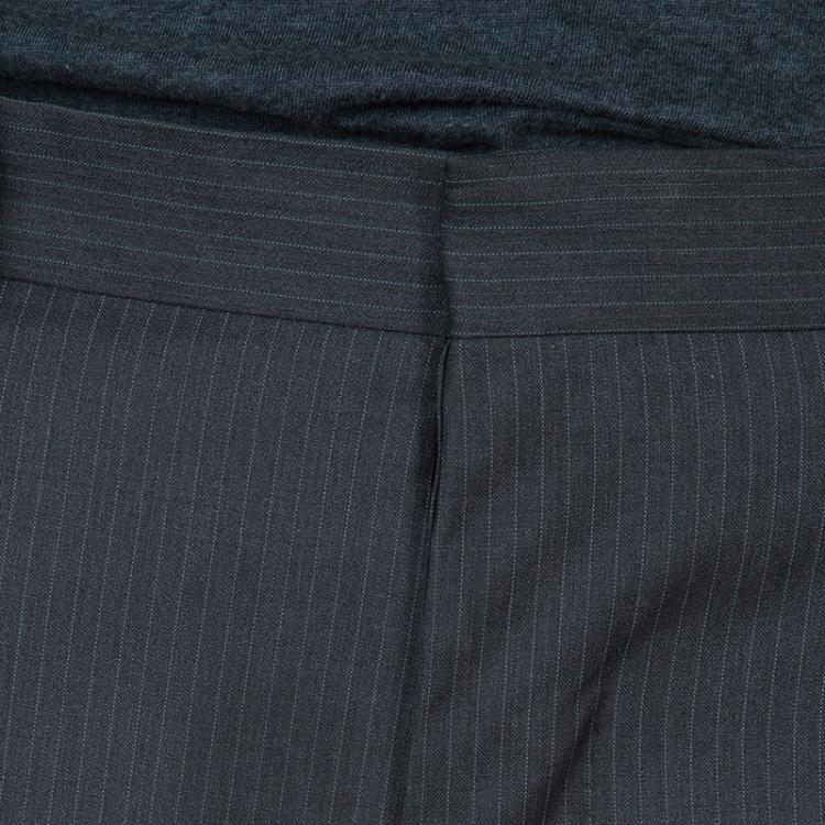 Pre Owned Boss By Hugo Boss Grey Pinstriped Wool Suit M