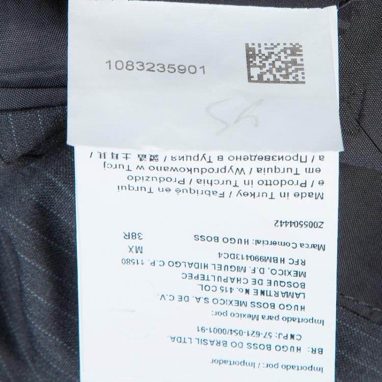 Pre Owned Boss By Hugo Boss Grey Pinstriped Wool Suit M