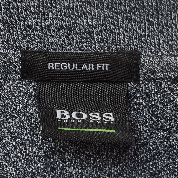 Pre Owned Boss By Hugo Boss Grey Pique Cotton Polo T-Shirt L