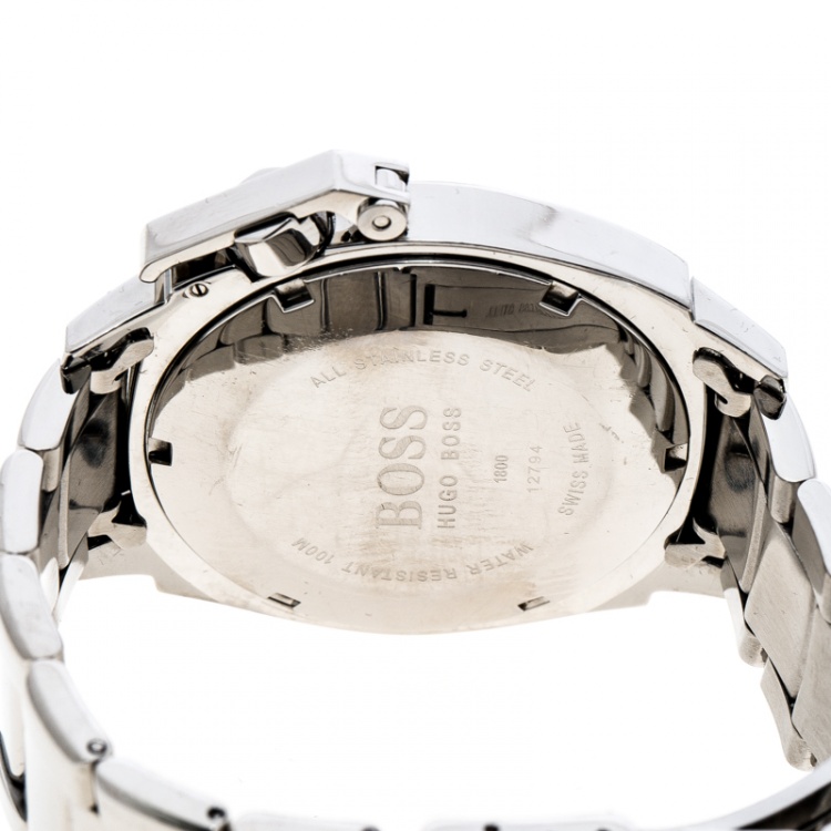 Pre Owned  Boss By Hugo Boss White Stainless Steel 1800 Men's Wristwatch 42 mm