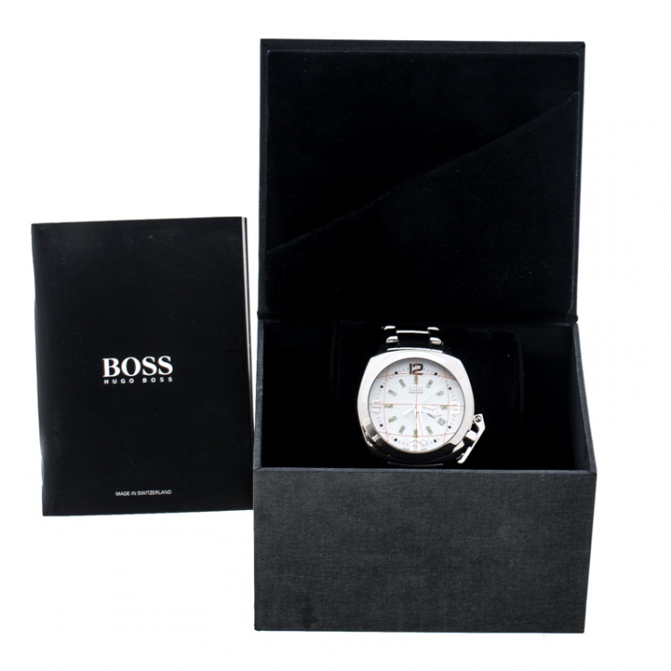 Pre Owned  Boss By Hugo Boss White Stainless Steel 1800 Men's Wristwatch 42 mm