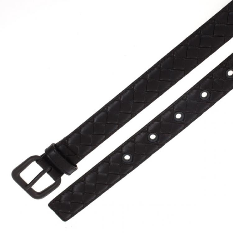مملوكة مسبقًا Bottega Veneta Brown Intrecciato Leather Belt
