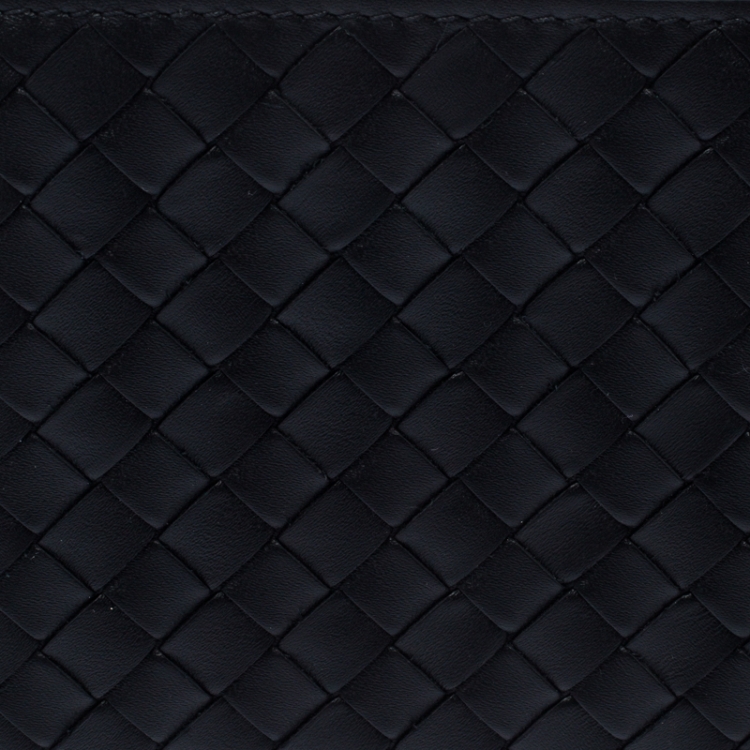Pre Owned Bottega Veneta Black Intrecciato Leather Bifold Wallet