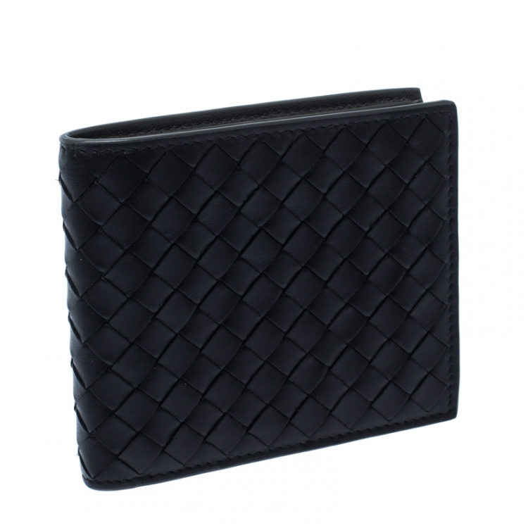 Pre Owned Bottega Veneta Black Intrecciato Leather Bifold Wallet