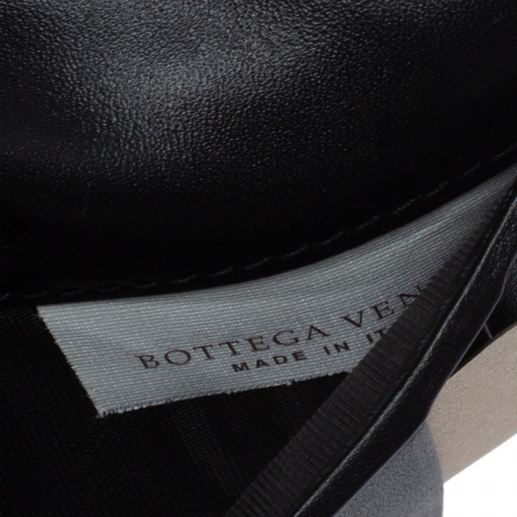 Pre Owned Bottega Veneta Black Intrecciato Leather Card Holder 