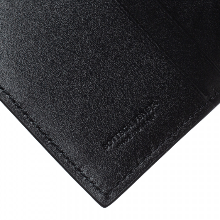 Pre Owned Bottega Veneta Black Intrecciato Leather Card Holder 