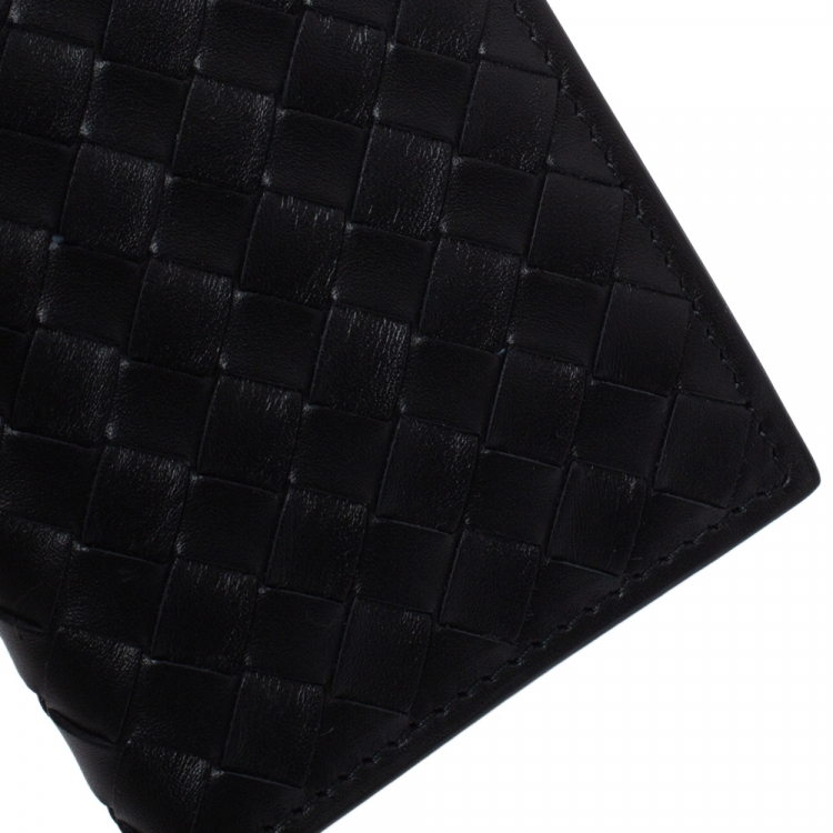 Pre Owned Bottega Veneta Black Intrecciato Leather Card Holder 