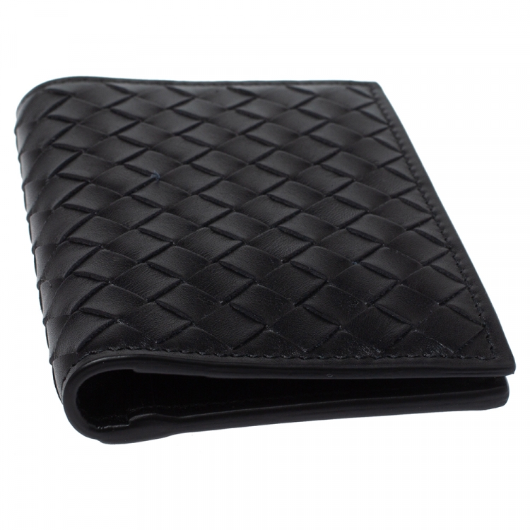 Pre Owned Bottega Veneta Black Intrecciato Leather Card Holder 