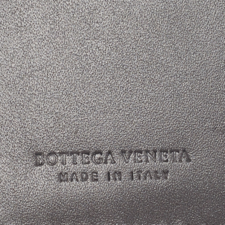 Pre Owned Bottega Veneta Dark Grey Intrecciato Leather Bifold Wallet