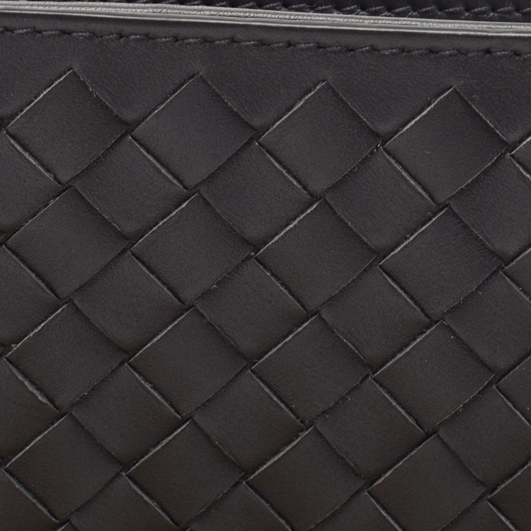 Pre Owned Bottega Veneta Dark Grey Intrecciato Leather Bifold Wallet