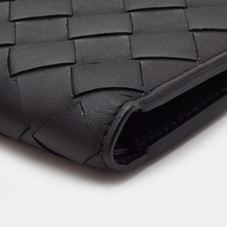 Pre Owned Bottega Veneta Black Intrecciato Leather Bifold Wallet