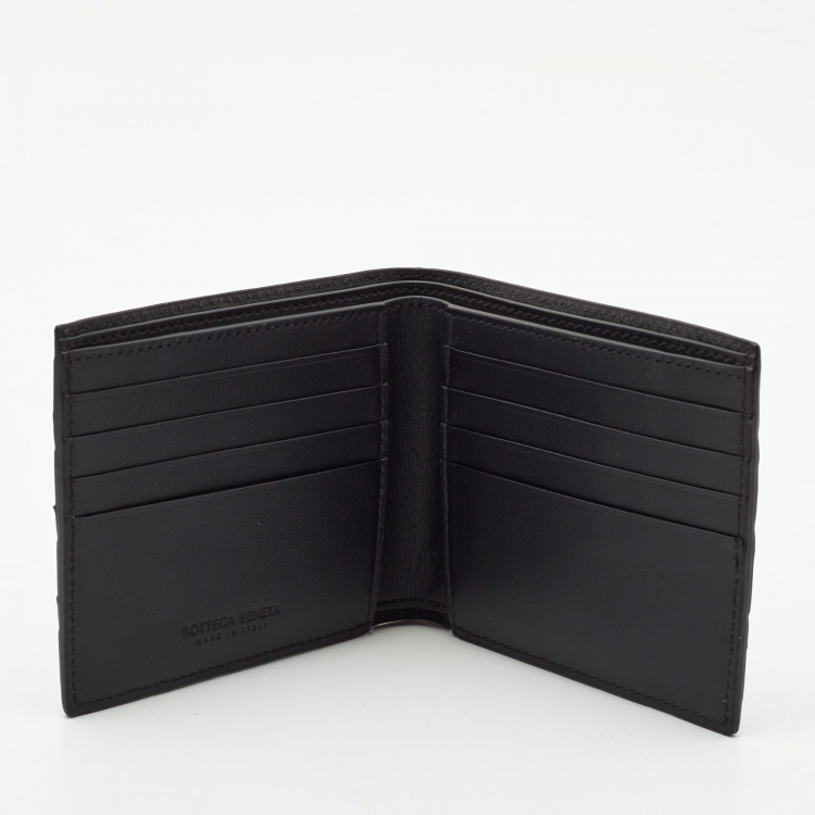 Pre Owned Bottega Veneta Black Intrecciato Leather Bifold Wallet