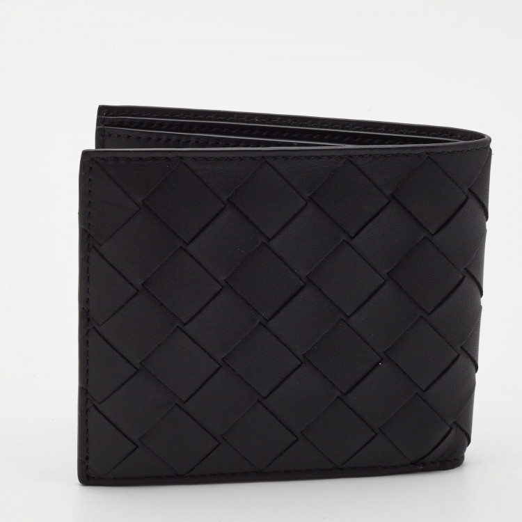 Pre Owned Bottega Veneta Black Intrecciato Leather Bifold Wallet