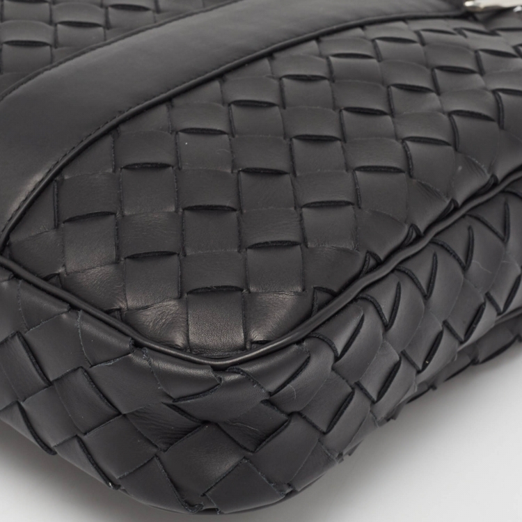 Pre Owned Bottega Veneta Black Intrecciato Leather Small Slim Briefcase