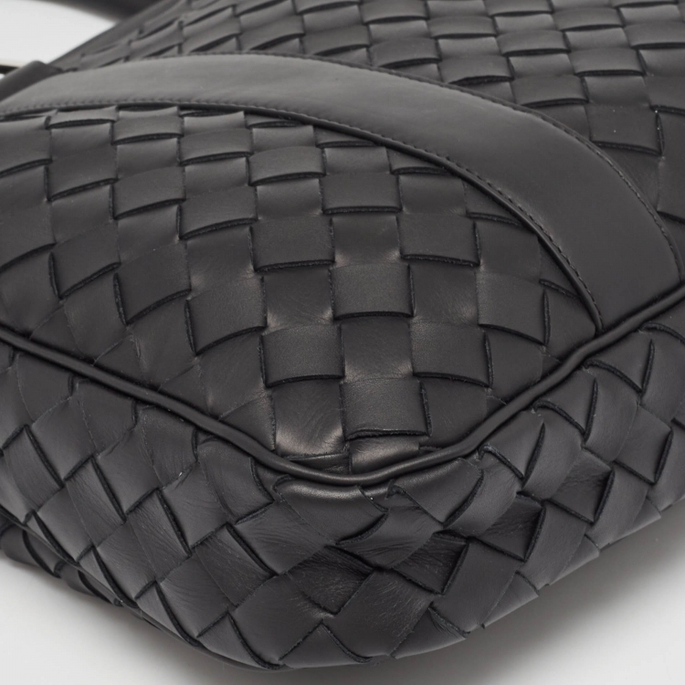 Pre Owned Bottega Veneta Black Intrecciato Leather Small Slim Briefcase