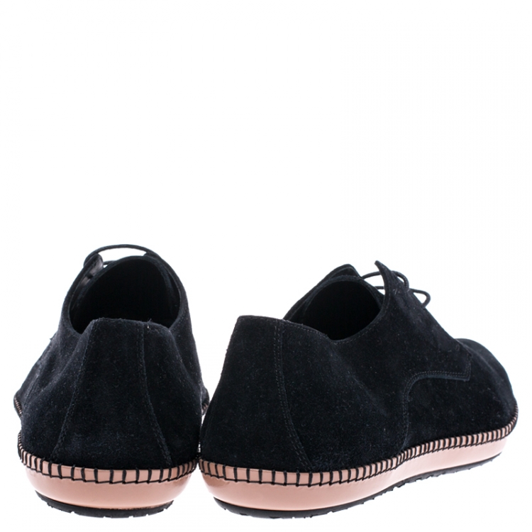 Pre Owned Bottega Veneta Black Suede BV Fellows Pointed Toe Lace Up Derby Size 44