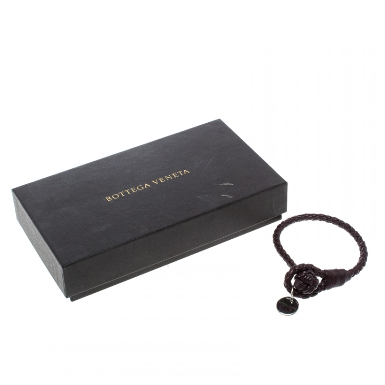 Pre Owned Bottega Veneta Espresso Intrecciato Nappa Leather Bracelet 