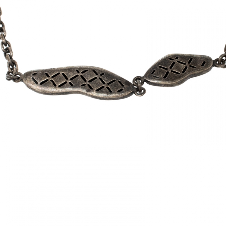 Pre Owned Bottega Veneta Textured Silver Beads Hook Bracelet
