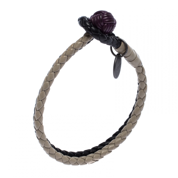 Pre Owned Bottega Veneta Multicolor Intrecciato Nappa Leather Double Strand Bracelet 