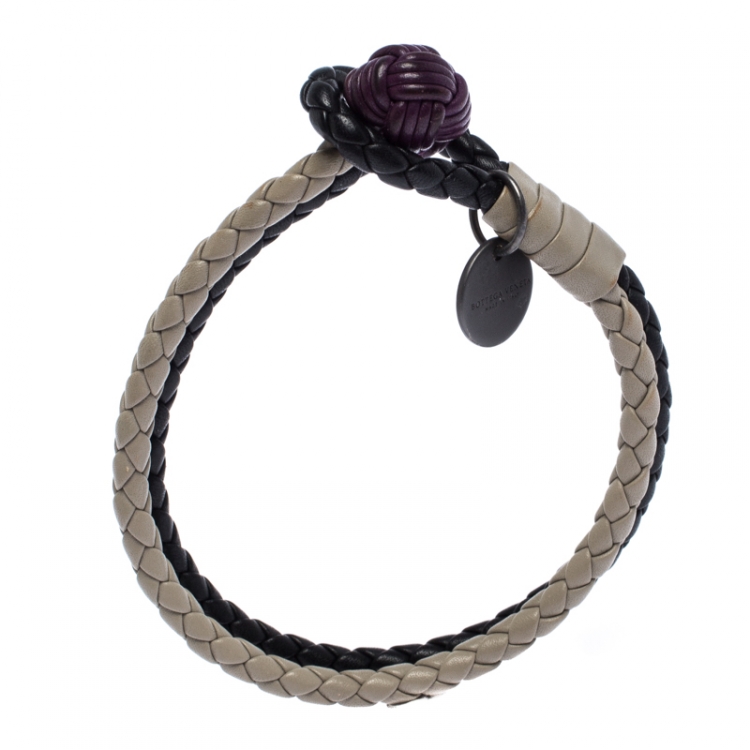 Pre Owned Bottega Veneta Multicolor Intrecciato Nappa Leather Double Strand Bracelet 