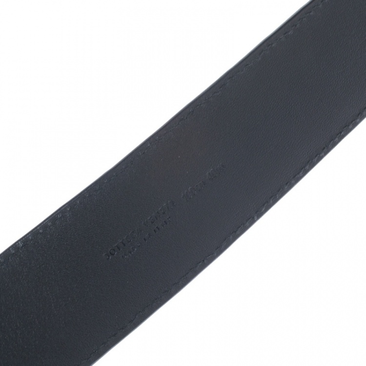 Pre Owned Bottega Veneta Black Intrecciato Leather Belt 100CM