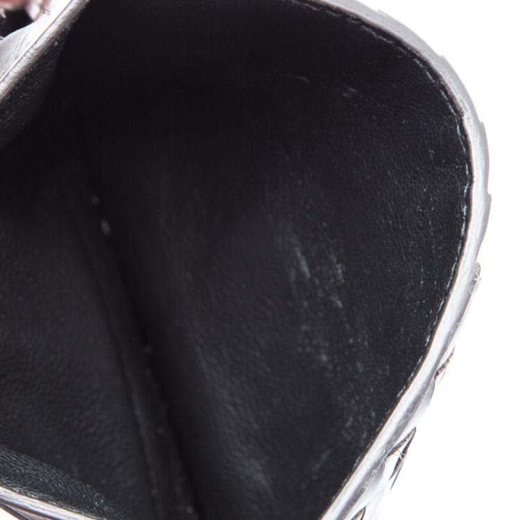 Pre Owned Bottega Veneta Black Intrecciato Leather Card Holder 8CC