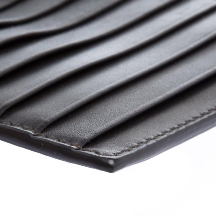 Pre Owned Bottega Veneta Black Intrecciato Leather Card Holder 8CC